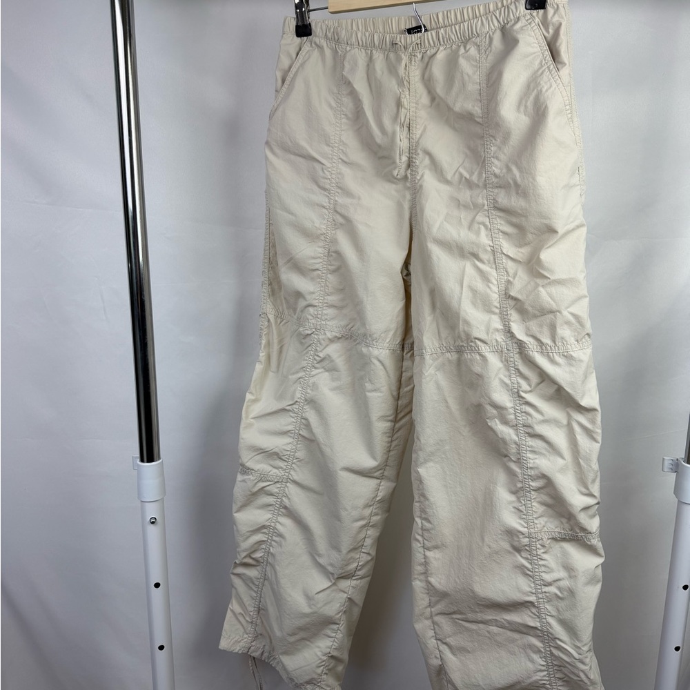 H&M Cream Parachute Cargo Pants XS Drawstring Lightweight Utility - Picture 3 of 14